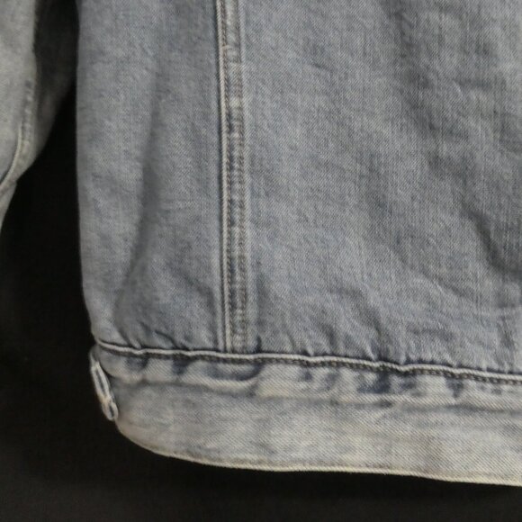 LUCKY BRAND | small | Distressed Jean Denim Sherpa Jacket | Snap Button Closure - Picture 14 of 16